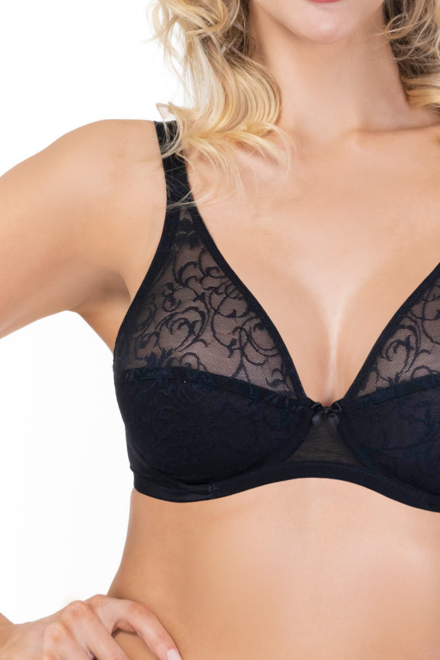 Lace soft cup bra Delight. Color: black