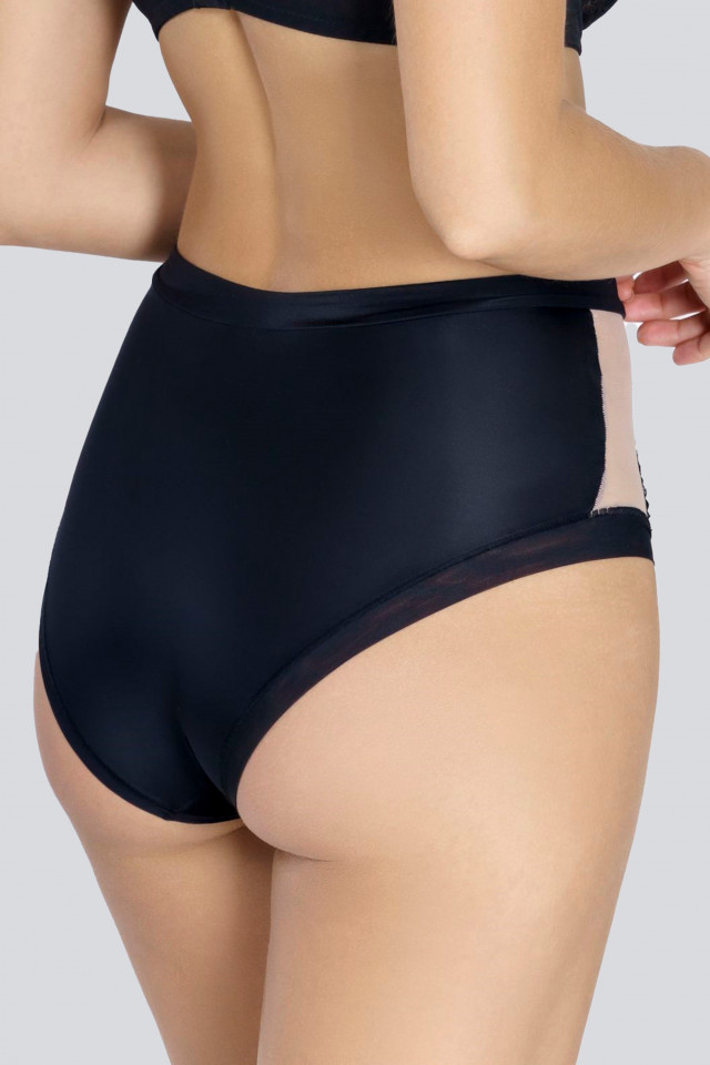 Lace and mesh high-waist briefs Jessica. Color: black