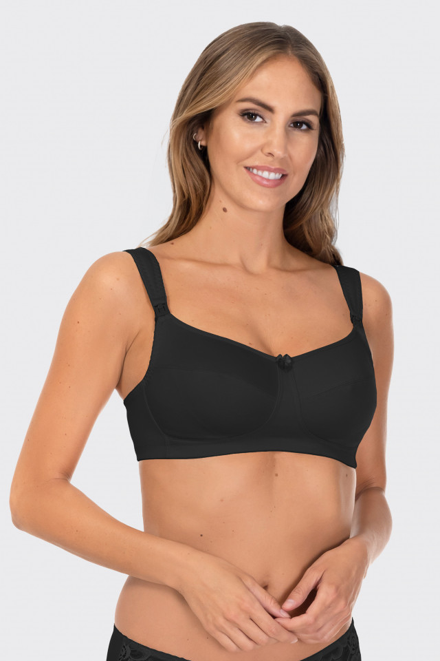 Cotton comfort nursing bra. Color: black