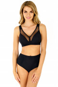Tummy control mid-waist briefs. Color: black