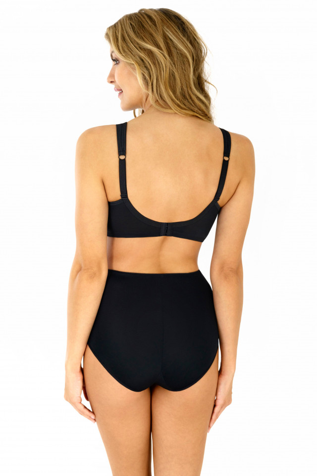 Tummy control mid-waist briefs. Color: black