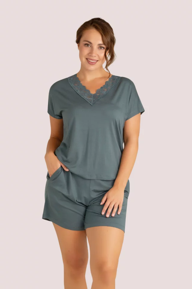 Nightwear Set with Shorts Monamise. Color: Dark Teal