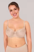Soft Cup Embroidered Bra. Color: Beige