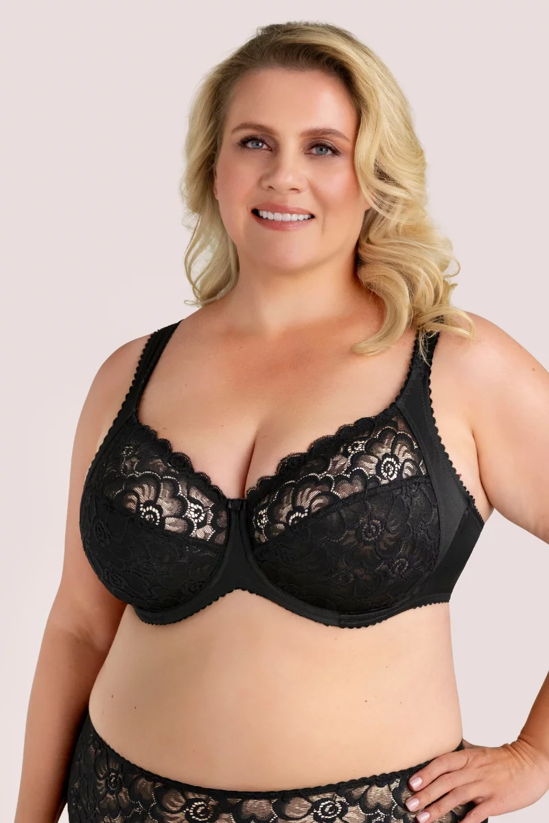 Floral lace support bra Anette. Color: black Floral lace support bra Anette. Color: black