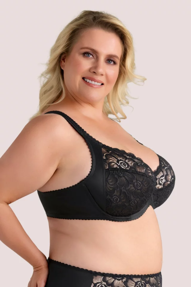 Floral lace support bra Anette. Color: black