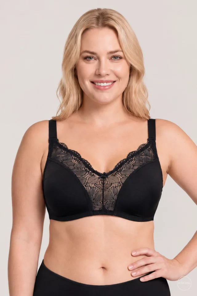Everyday Comfort Non-Wired Bra. Color: Black