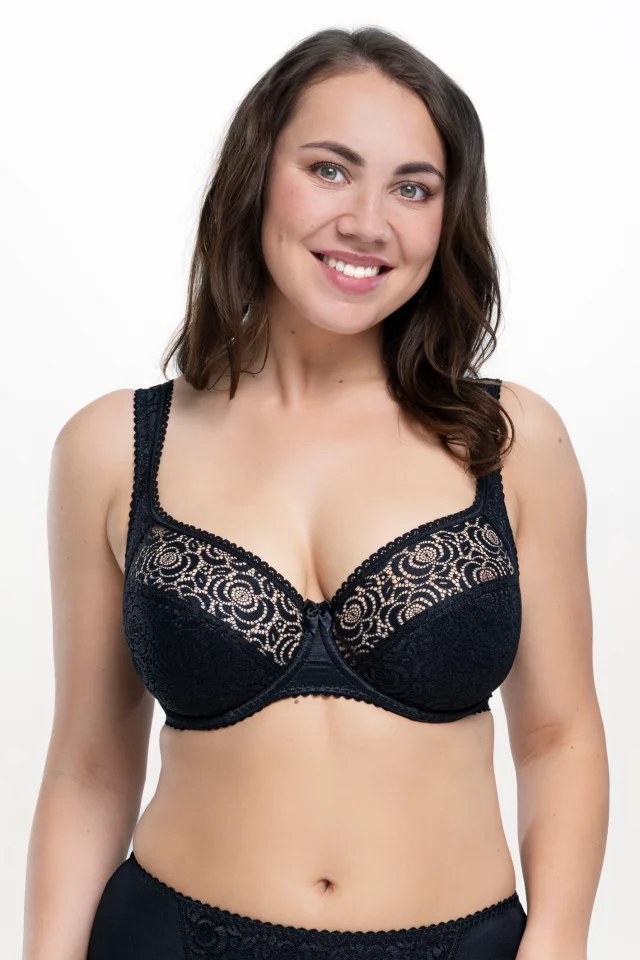 Supportive half padded cup bra Annija. Color: black