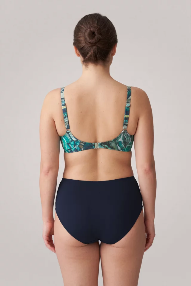 High-Waist Shaping Swim Bottoms with UV Protection. Color: Dark grey