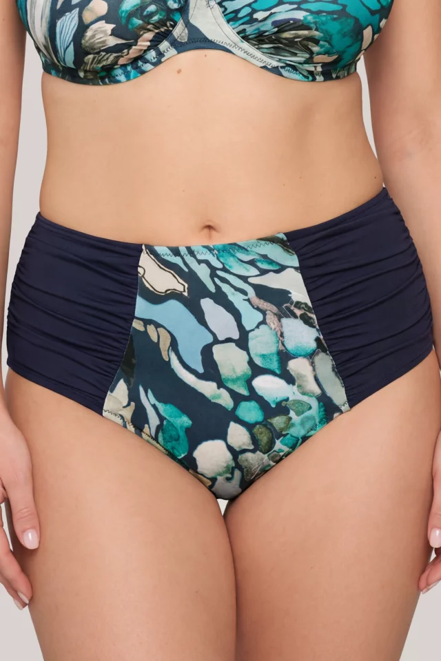 High-Waist Shaping Swim Bottoms with UV Protection. Color: Dark grey