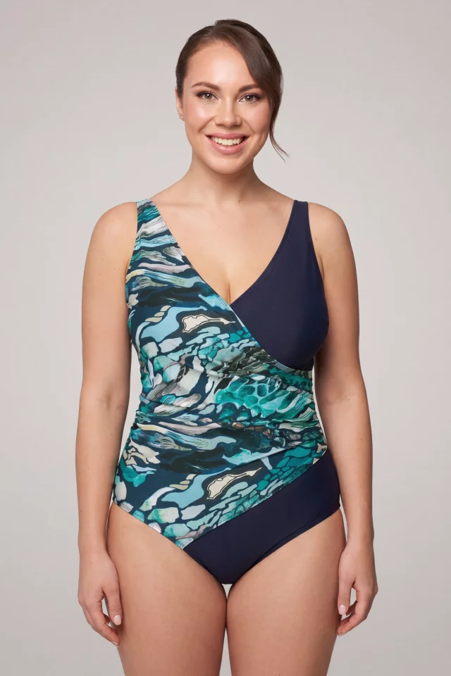Wireless Shaping Swimsuit with UV Protection. Color: dark grey