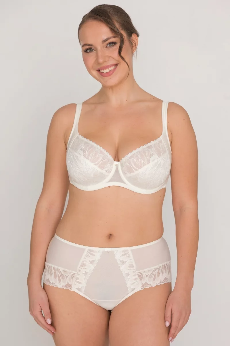 Side Support Bra with Cotton Lining. Color: ivory