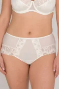 High-Waist Briefs with Lace. Color: Ivory