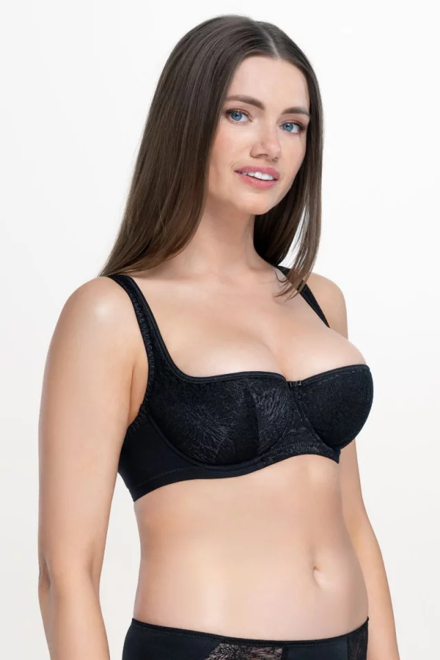 Padded cup balconette bra Glorious. Color: black