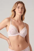 Бюстгальтер push-up с цветочным принтом и съёмными вкладышами. Цвет: розовый  