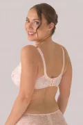 Soft Cup Side Support Bra with Floral Print. Color: pink