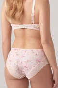 Трусы с цветочным принтом и кружевом. Цвет: розовый  