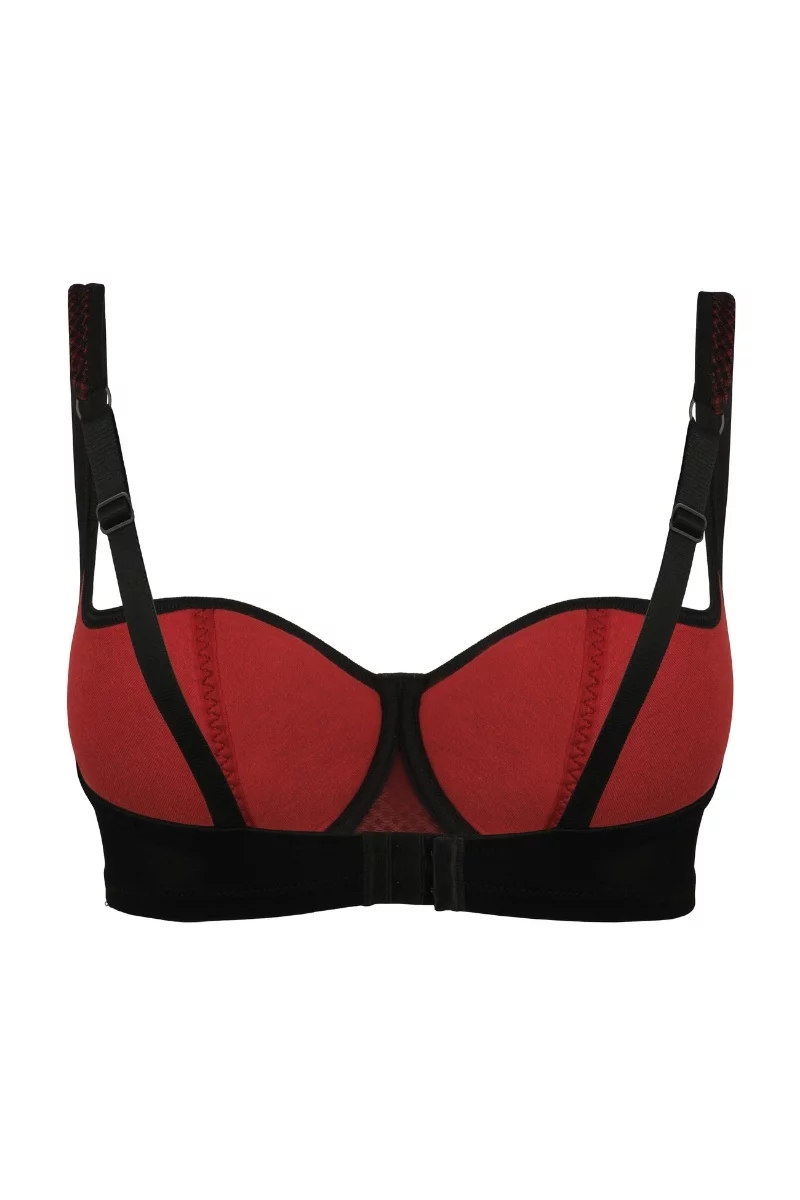 Padded balconette bra Kamila. Color: black/dark red Padded balconette bra Kamila. Color: black/dark red