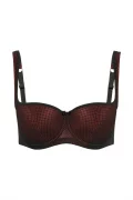 Padded balconette bra Kamila. Color: black/dark red Padded balconette bra Kamila. Color: black/dark red