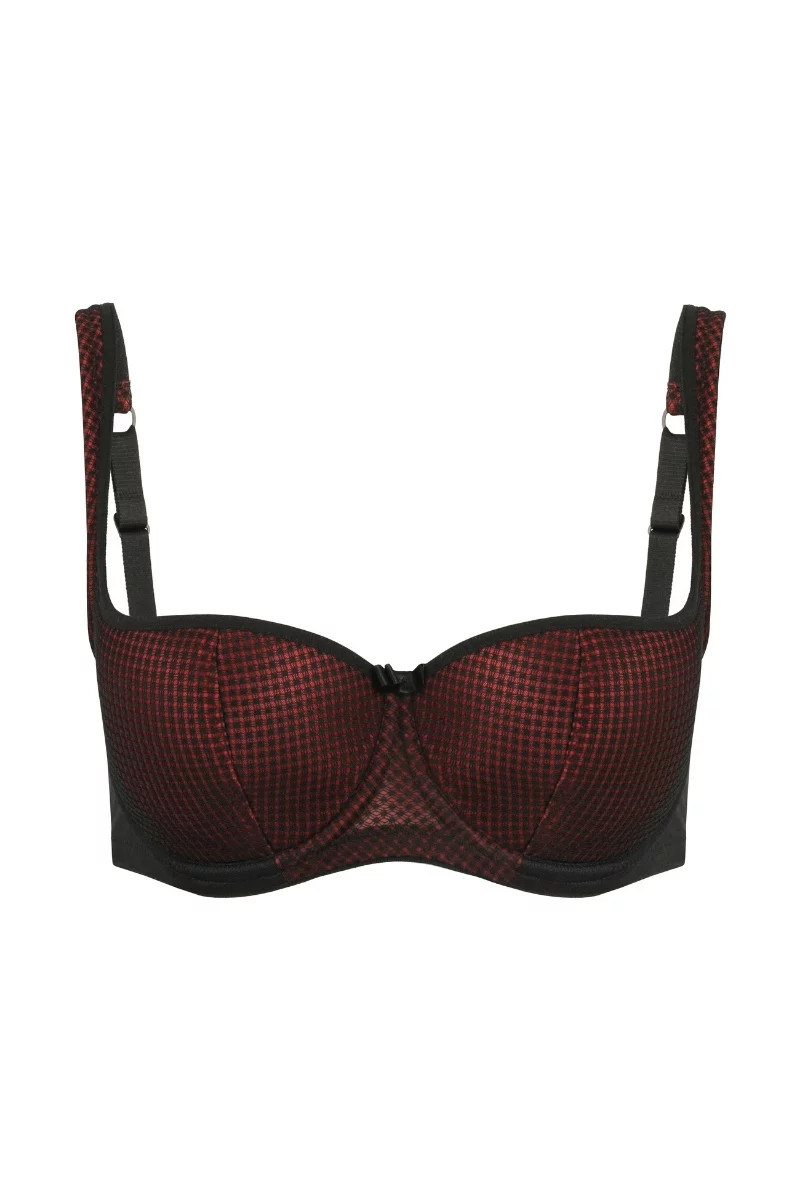 Padded balconette bra Kamila. Color: black/dark red Padded balconette bra Kamila. Color: black/dark red