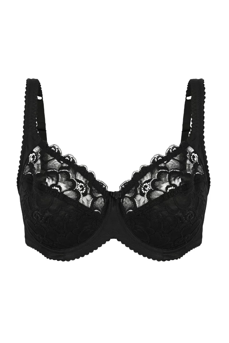 Floral lace support bra Anette. Color: black