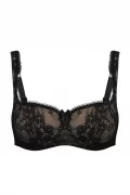Delicate lace padded balconette bra Eliza. Color (70-110, F-H): black