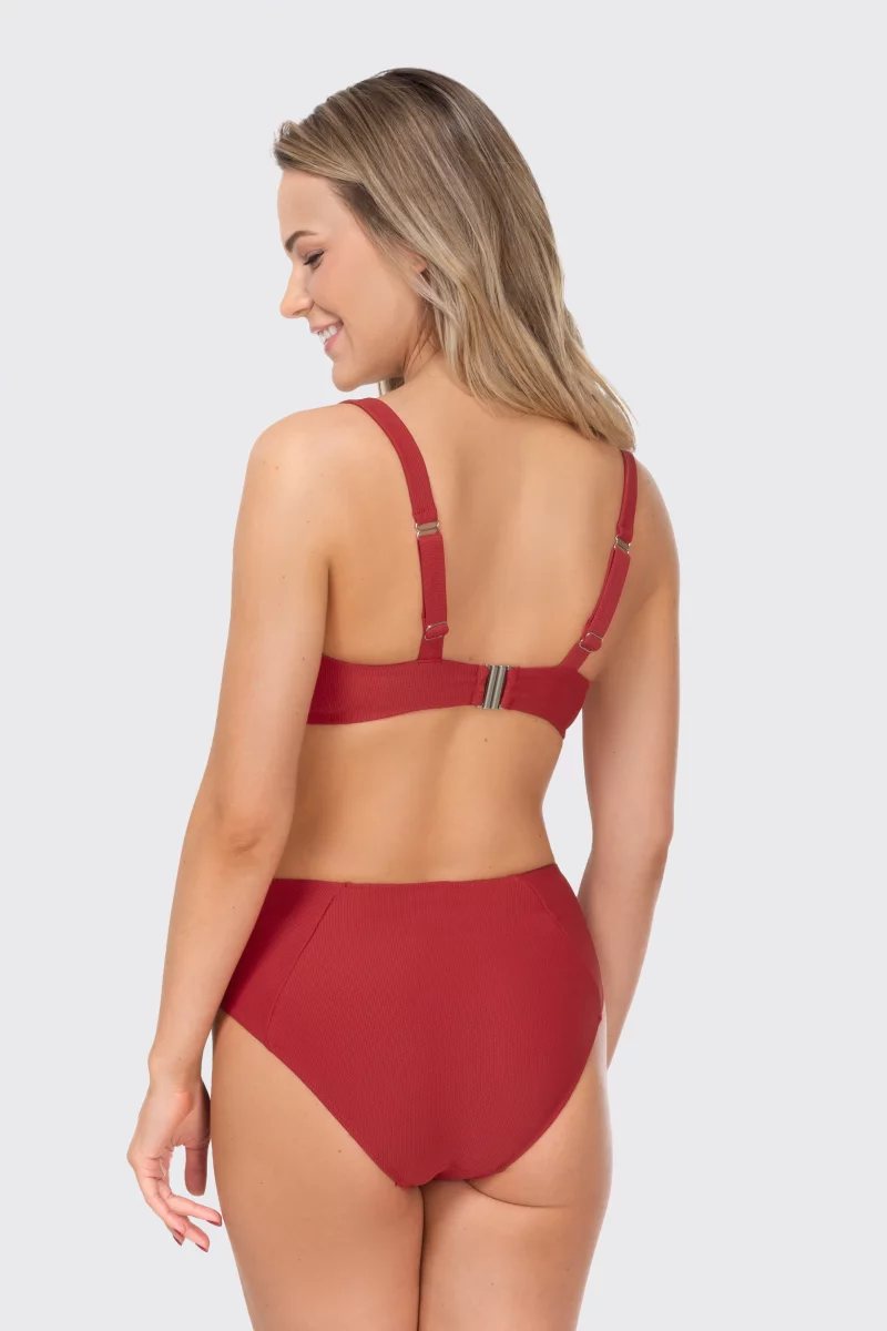 Maudymosi kostiumėlio viršutinė dalis Future retro. Spalva: tamsiai raudona