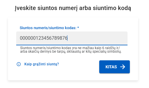 Grąžinimo kodo įvedimas SmartPosti
